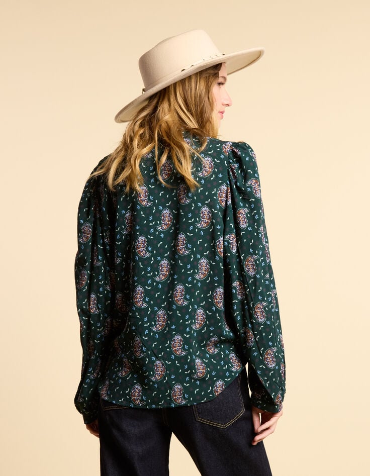 Middernachtgroene paisley blouse I.Code-3