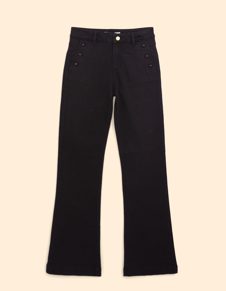 I.Code black flared jeans with buttoned pockets-5