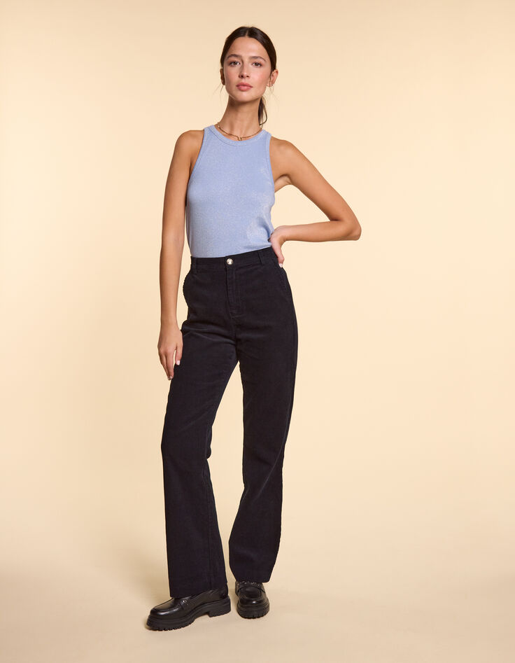 Marineblaue elegante Hose mit Seemannsknopfleiste I.Code-6