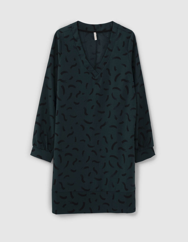 I.Code imperial green dress with wave print-12