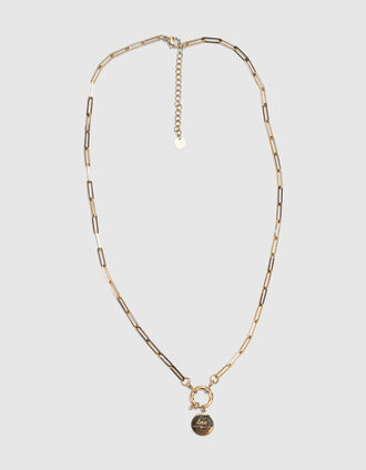 I.Code gold-tone metal fine chain necklace with charm