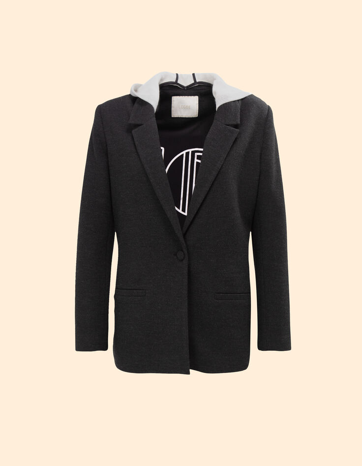 Anthrazitgrauer Blazer mit Kapuze I.Code-5