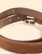 I.Code camel suede belt with curb chain buckle-4