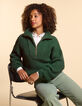 I.Code night green knit zip neck sweater-1