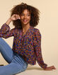 Camelbraune Bluse mit buntem Paisleyprint I.Code-1