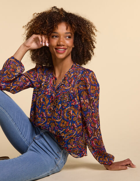 Blusa camel estampado cachemira multicolor I.Code - I.CODE