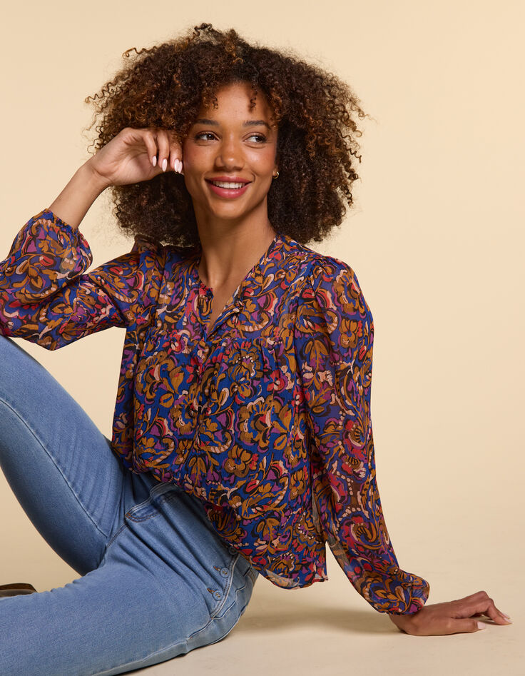 Blouse camel imprimé cachemire multico I.Code-1