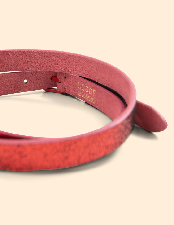 Ceinture réversible bubble gum et rouge métallisé I.Code-6