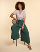 I.Code night green pleated wide-leg trousers-1