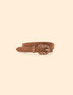 I.Code camel suede belt with curb chain buckle-5