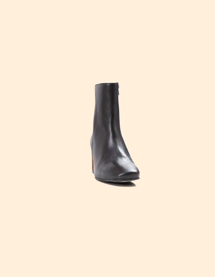 Boots noirs cuir talon motif léopard I.Code-2