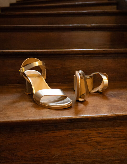 I.Code gold leather heeled sandals - I.CODE