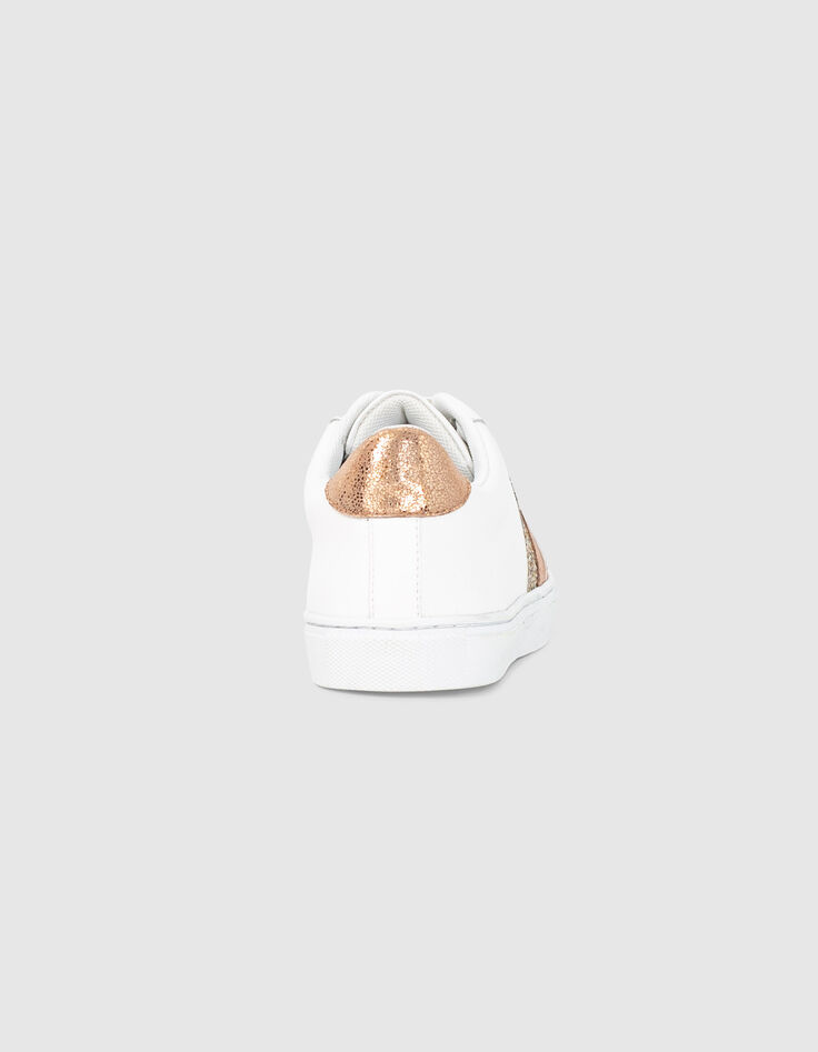 I.Code white leather trainers with gold details-4