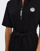 I.Code black pique knit long polo-shirt dress-6