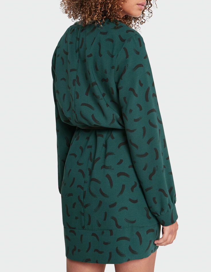 I.Code imperial green dress with wave print-9