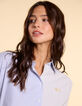 I.Code white shirt with sky blue stripes-2