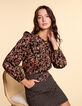 I.Code black blouse with Boho Indian print-2