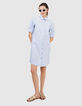 I.Code sky blue striped shirt dress, embroidered dickey-2