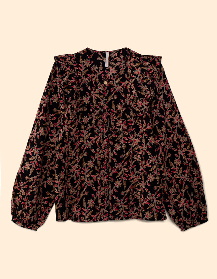 I.Code black blouse with Boho Indian print-6