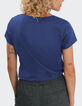 Saphirblaues T-Shirt mit Schriftzug und Streifen I.Code -3