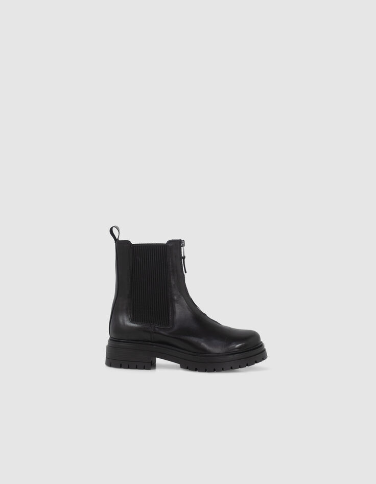 I.Code black zipped Chelsea boots with notched sole-2