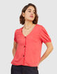 I.Code coral buttoned flowing top-2