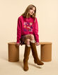 Magentarotes Sweatshirt mit Blumenstickerei I.Code-1