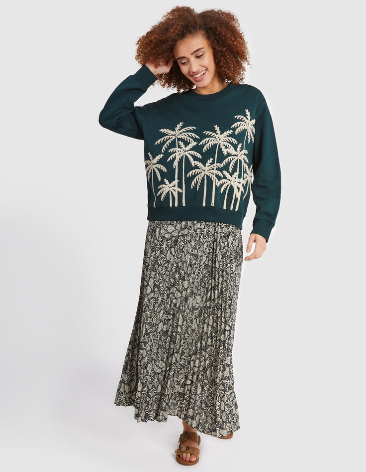 I.Code imperial green flocked palm tree sweatshirt-6