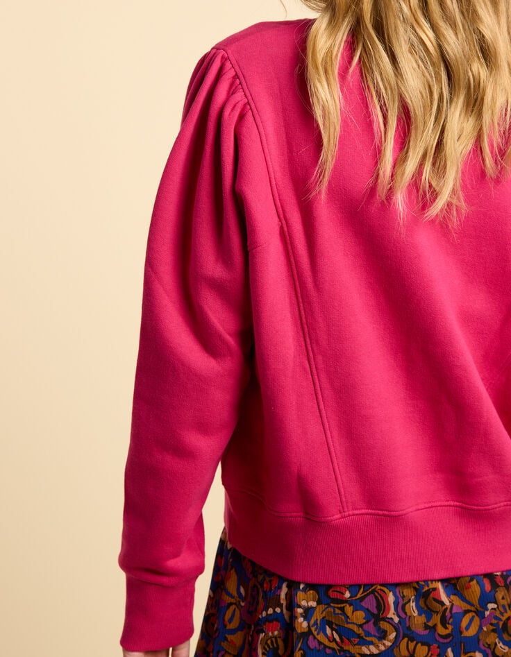 Magentarotes Sweatshirt mit Blumenstickerei I.Code-5