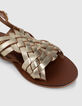Sandales plates dorées cuir I.Code-6