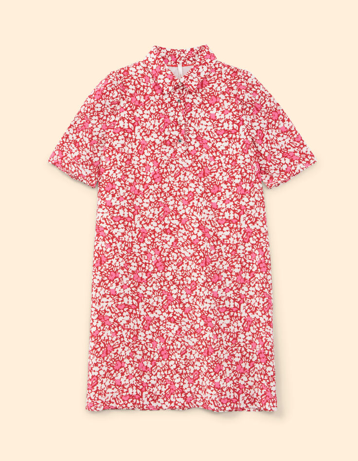 Red hemdjurk vlekkenprint met bloemen I.Code-8