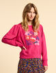 Magentarotes Sweatshirt mit Blumenstickerei I.Code-2