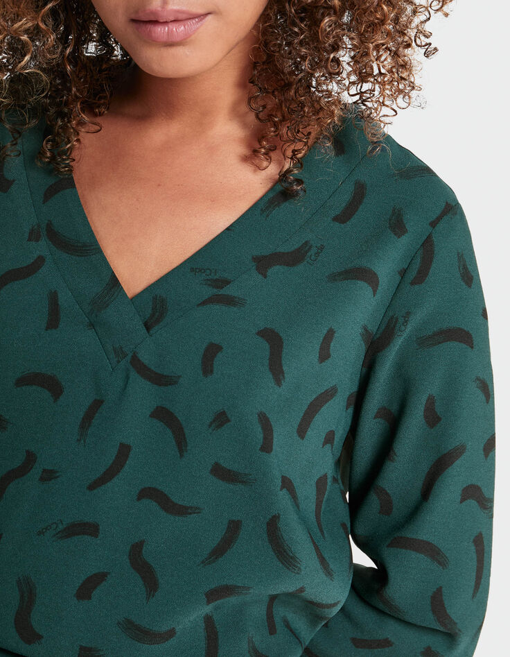 Empire Green Kleid mit Wellenprint I.Code-10