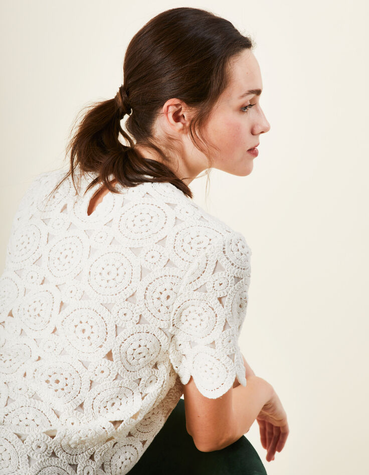 I.Code ecru macramé-style all-lace top-7