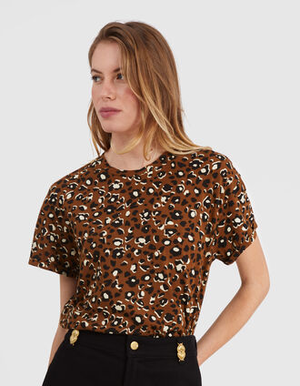 Camel T-shirt luipaardprint I.Code