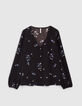 I.Code black floral bouquet print blouse-4