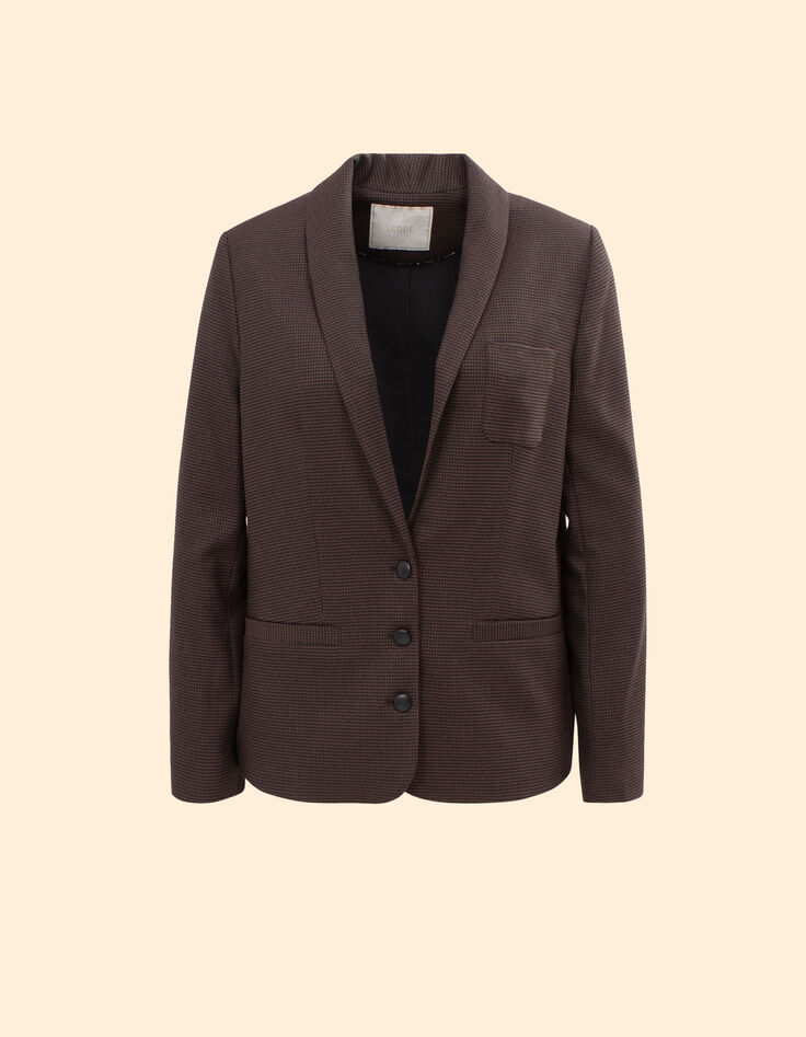 Camelbrauner Blazer mit Mini-Pepitamuster I.Code-6