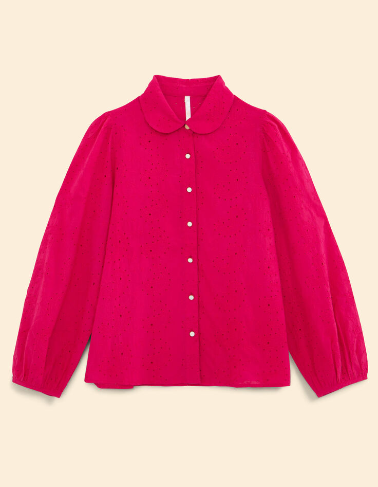 I.Code magenta eyelet embroidery shirt-8