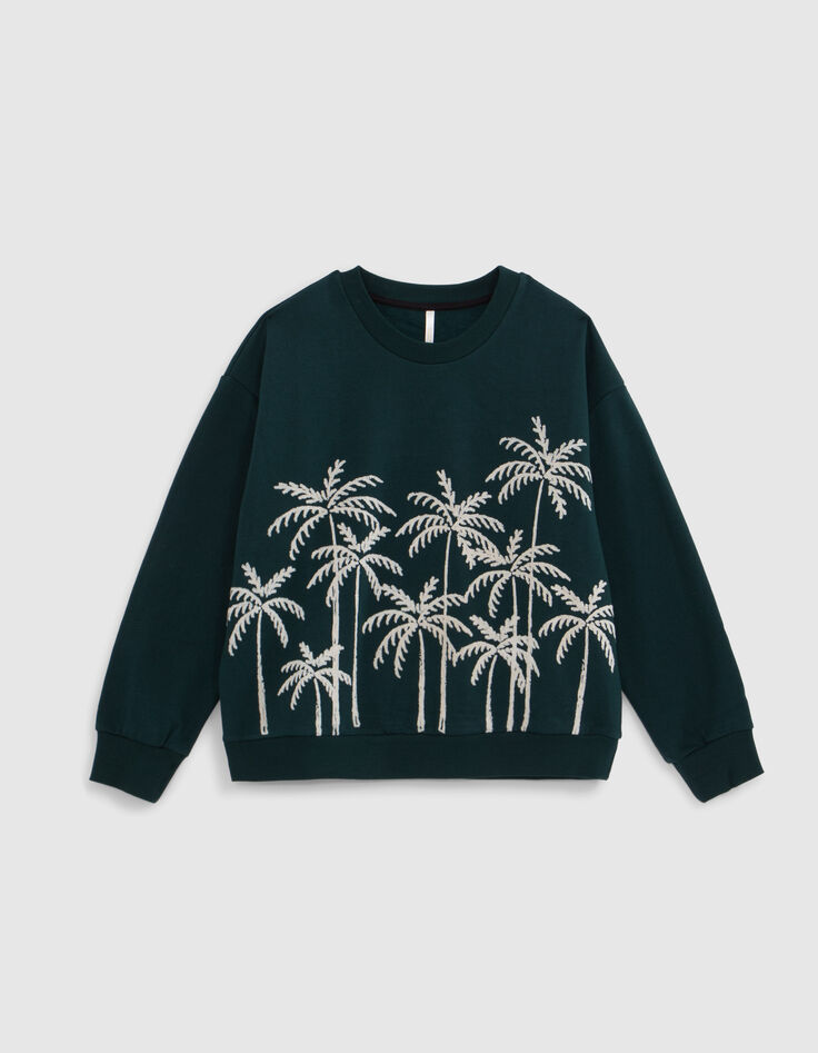 I.Code imperial green flocked palm tree sweatshirt-5