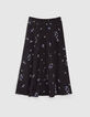 I.Code black floral bouquet print midi-skirt-7