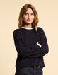 I.Code navy fine knit sweater with lace collar-2