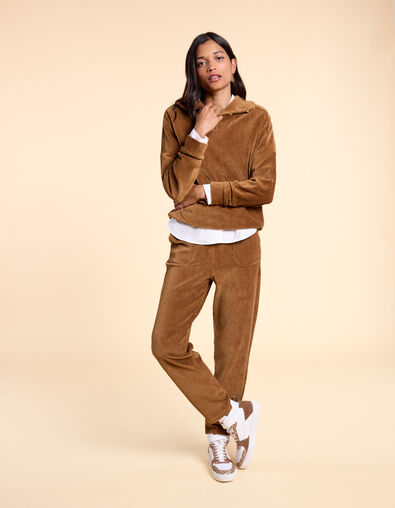 Camel jogging ribfluweeltricot I.Code - I.CODE