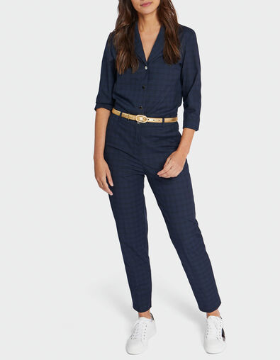 I.Code navy check jumpsuit - I.CODE