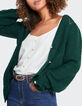 I.Code imperial green knit cardigan with decorative stitch-3