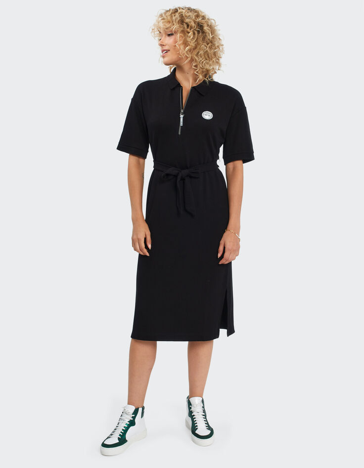 Robe-polo longue noire maille piquée I.Code-7