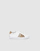 I.Code white leather trainers with gold details-3