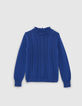 Pull bleu électrique tricot fantaisie I.Code-4