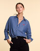 Authentiek blauw denim shirt met geborduurd  hartje I.Code-5