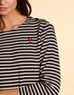 I.Code black sailor stripe top with heart embroidery-4