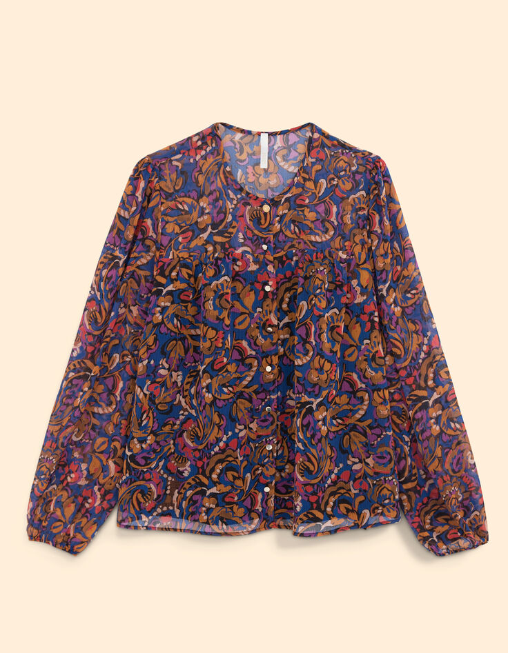 I.Code camel blouse with multicolour paisley print-6